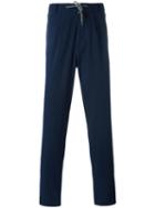 Brunello Cucinelli Drawstring Trousers, Men's, Size: 54, Blue, Cotton/spandex/elastane