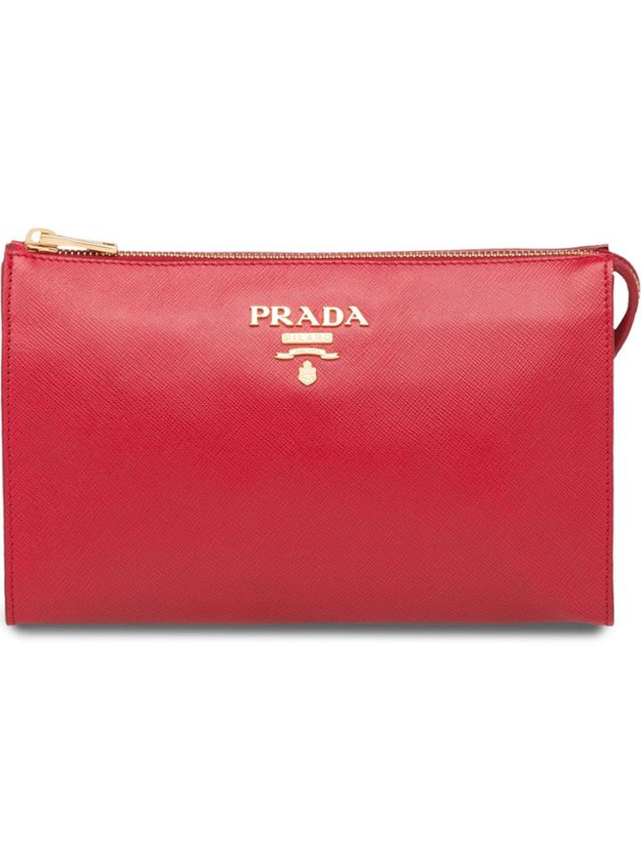 Prada Saffiano Leather Clutch - Red