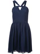 L'agence Strappy Neck Flared Dress - Blue