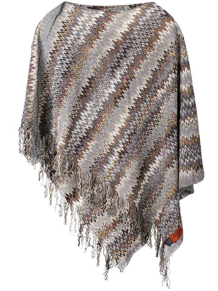 Missoni Pre-owned 2000's Asymmetric Fringed Poncho - Grey