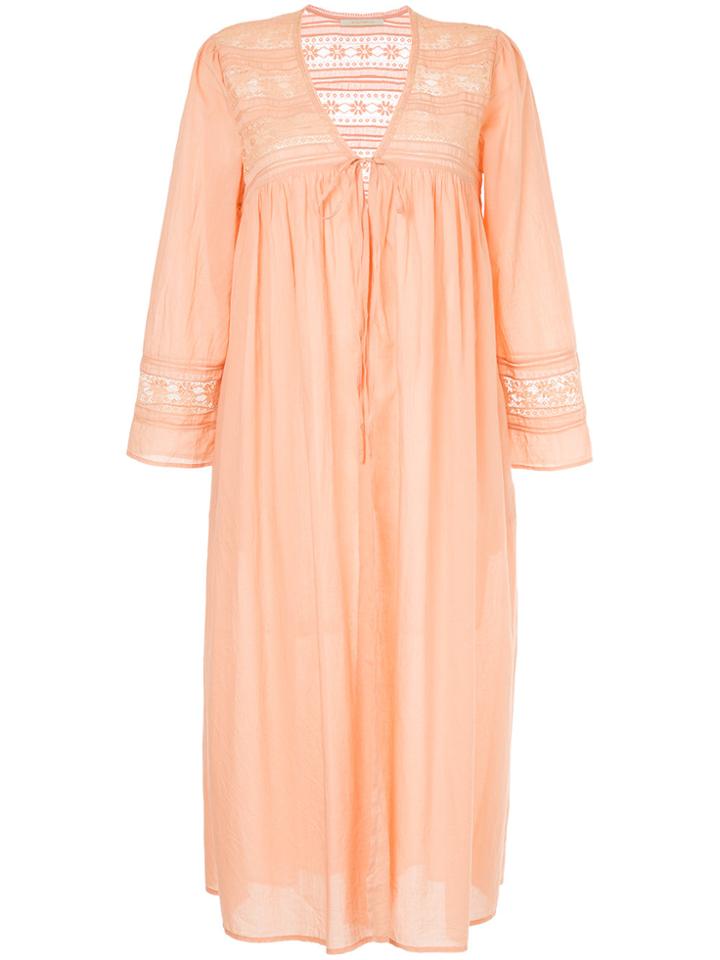 Ne Quittez Pas Lace Detail Long Gown Cardigan - Pink & Purple