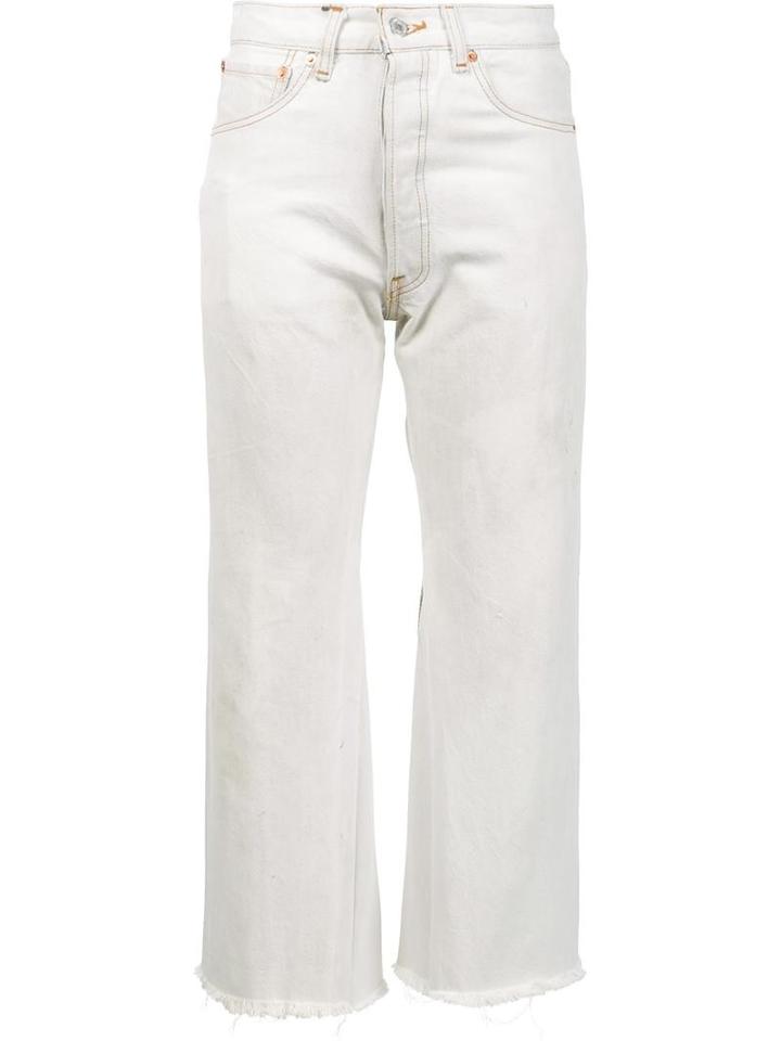 Re/done High-rise Cropped Jeans, Women's, Size: 25, White, Cotton