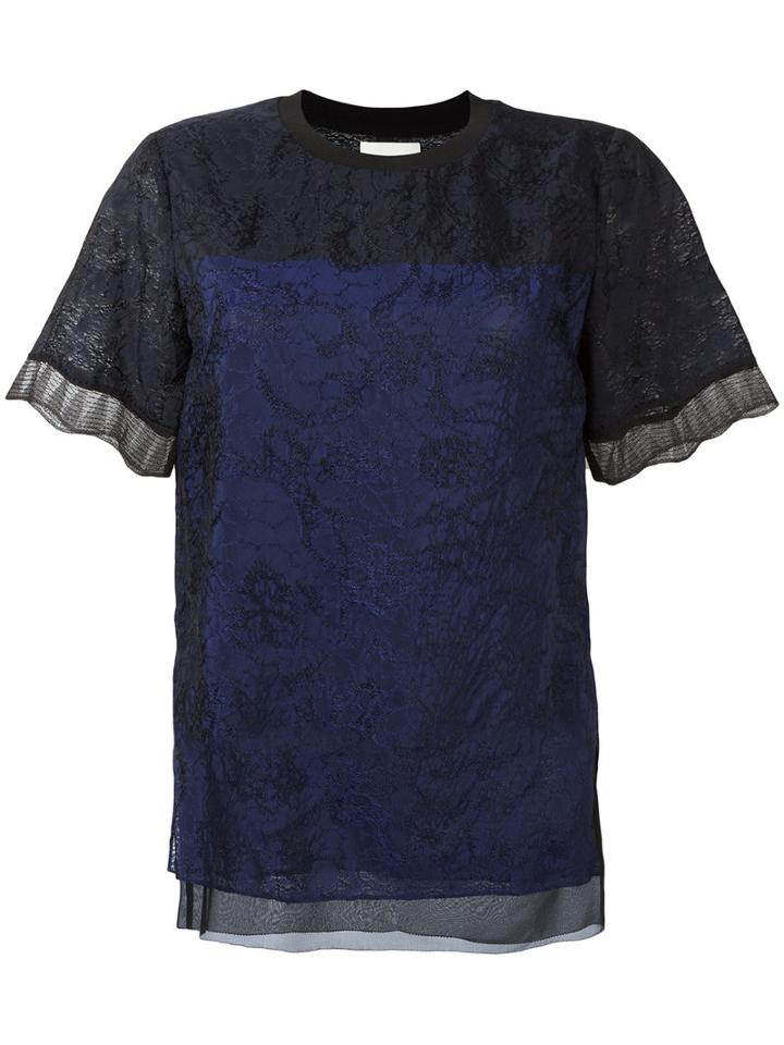 3.1 Phillip Lim Lace Top, Women's, Size: 4, Blue, Silk/nylon/polyamide/viscose