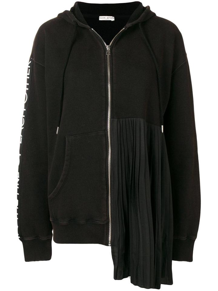 Each X Other Pleated Zip-front Hoodie - Black