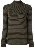 Mm6 Maison Margiela Striped Layer Effect Top, Women's, Size: Medium, Green, Cotton/spandex/elastane