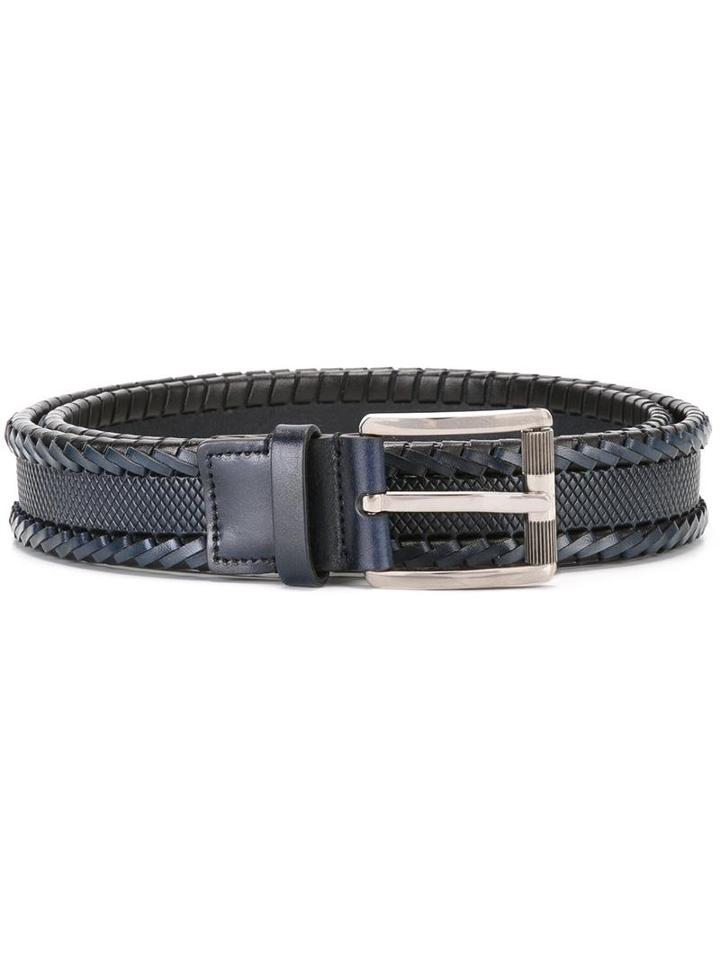 Salvatore Ferragamo Braided Belt, Men's, Size: 105, Blue, Calf Leather