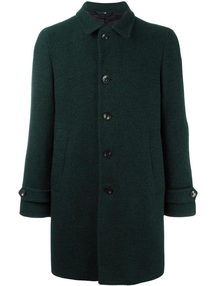 Hevo Notched Lapel Mid Coat, Men's, Size: 52, Green, Viscose/virgin Wool/polyamide