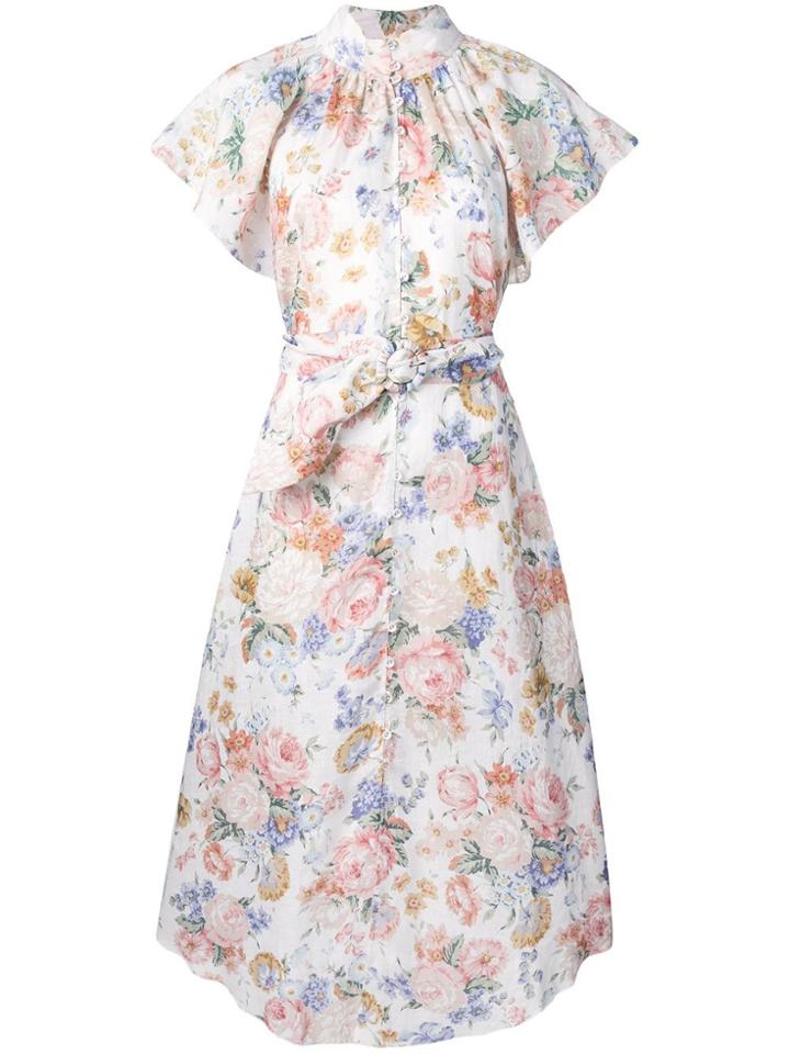 Zimmermann Floral Print Flared Dress - Neutrals