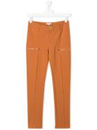 Chloé Kids Zipped Pockets Trousers - Orange