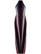Balmain Halterneck Stripe Fitted Maxi Dress - Multicolour