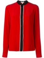 Kenzo Band Collar Blouse, Women's, Size: 36, Red, Silk