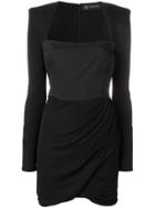 Versace Gathered Skirt Short Dress - Black