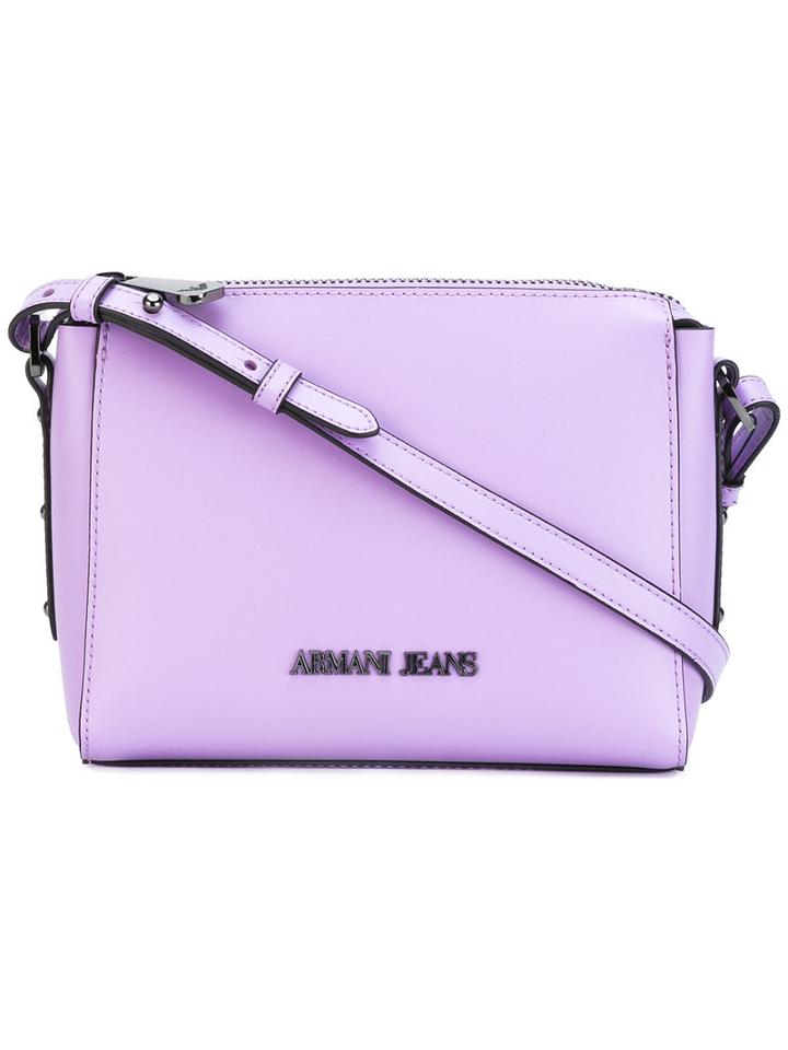 Armani Jeans - Boxy Logo Shoulder Bag - Women - Polyurethane - One Size, Pink/purple, Polyurethane