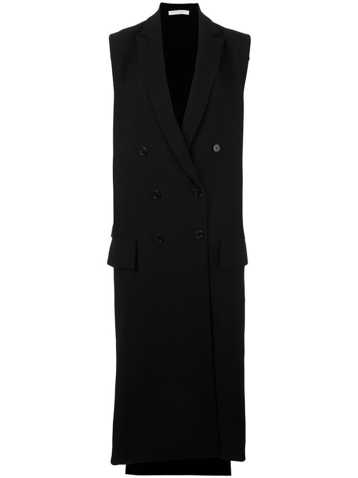 Lucio Vanotti Sleeveless Double Breasted Coat, Women's, Size: 2, Black, Virgin Wool/polyester/spandex/elastane