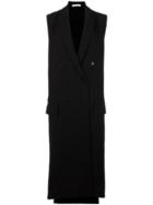 Lucio Vanotti Sleeveless Double Breasted Coat, Women's, Size: 2, Black, Virgin Wool/polyester/spandex/elastane