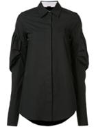 Vera Wang - Puff Sleeve Shirt - Women - Cotton - 0, Black, Cotton