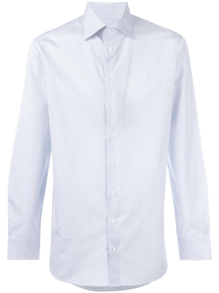 Giorgio Armani Striped Shirt, Men's, Size: 40, White, Cotton