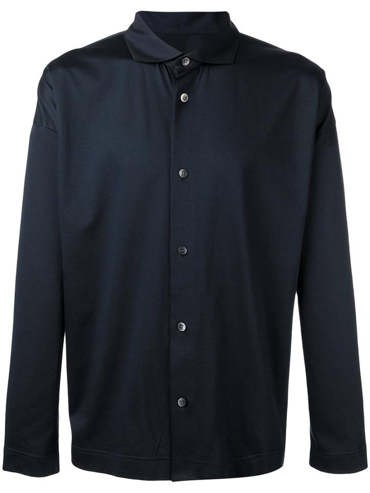 Homme Plissé Issey Miyake Plain Shirt, Men's, Size: 3, Blue, Cotton