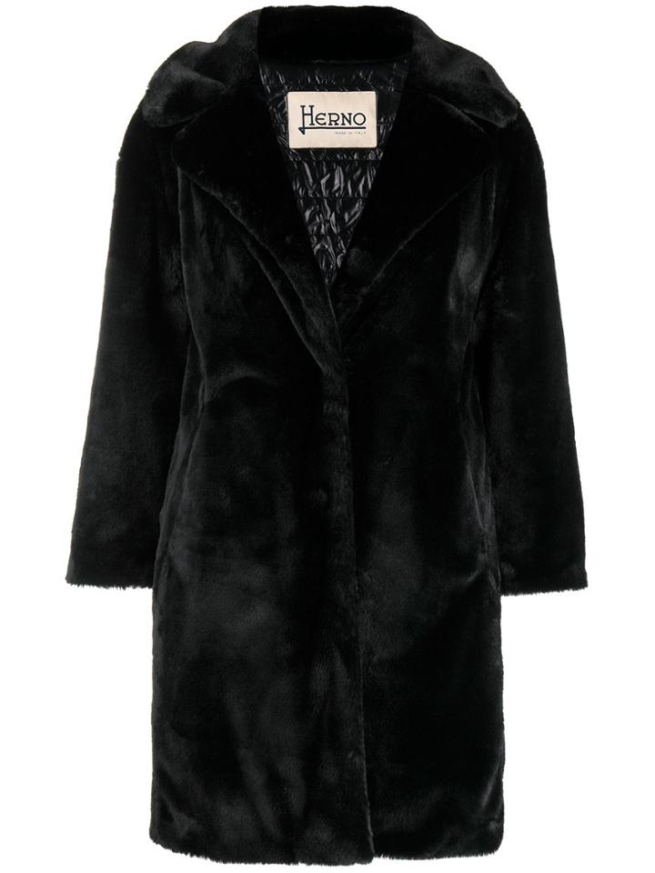 Herno Faux Fur Coat - Black