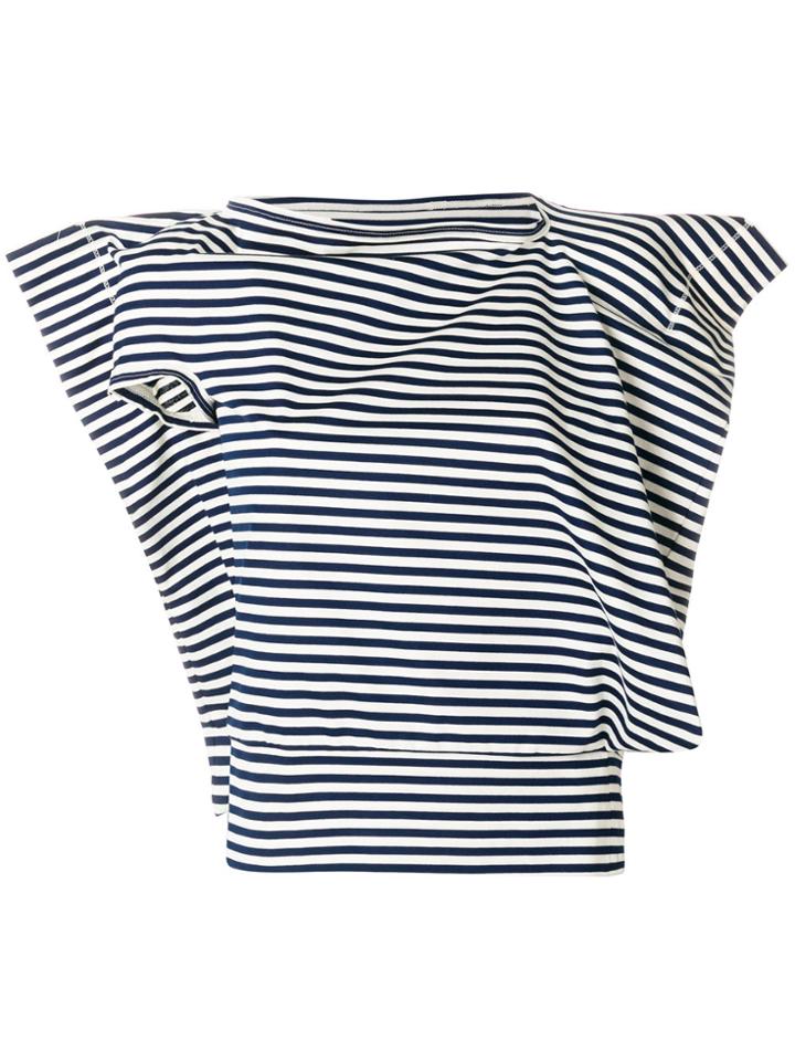 Junya Watanabe Comme Des Garçons Asymmetric Striped Blouse - Blue