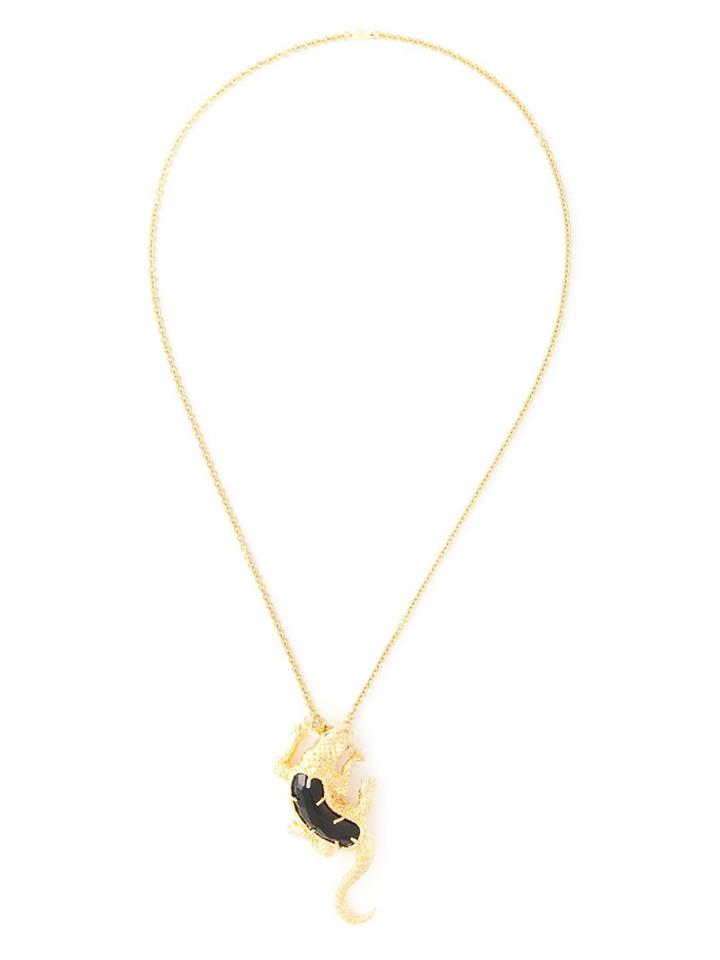 Alexander Mcqueen Lizard Pendant Necklace, Women's, Metallic, Glass/metal Other