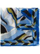 Emilio Pucci Landscape Print Scarf, Women's, Blue, Cashmere
