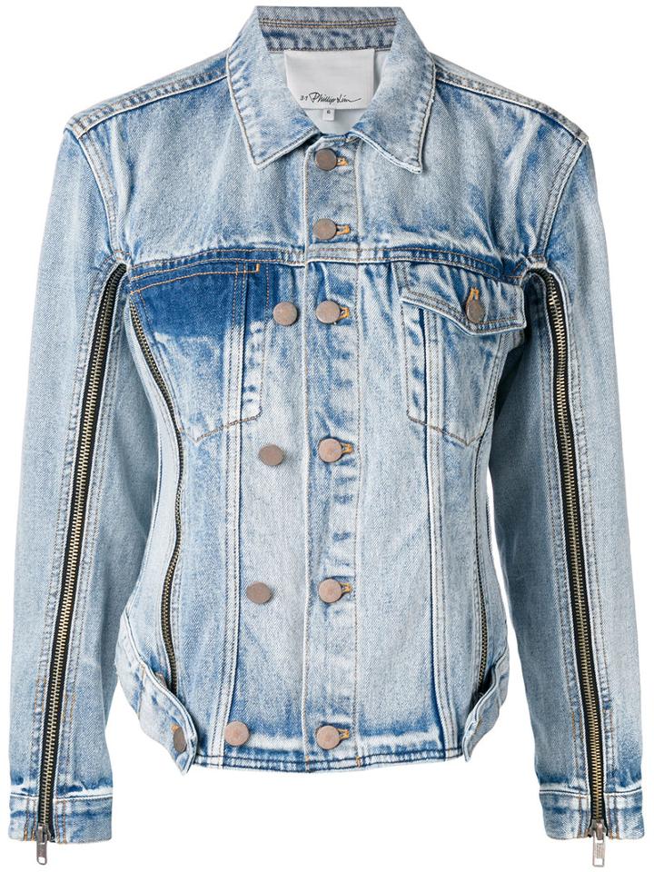 Zip Sleeve Denim Jacket - Women - Cotton - 4, Blue, Cotton, 3.1 Phillip Lim