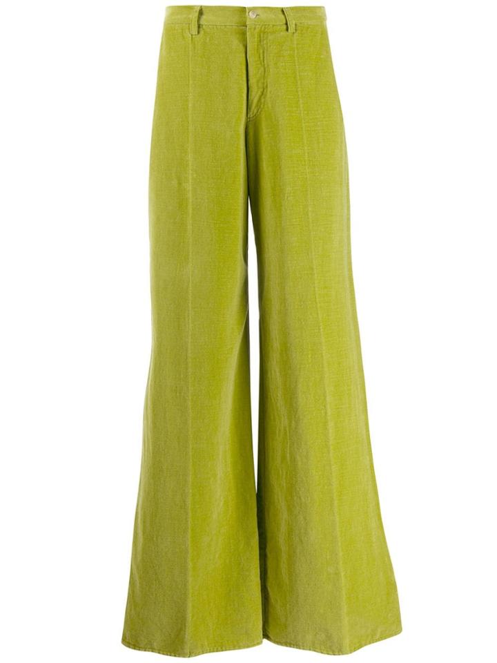 Forte Forte Foglia Flared Velvet Trousers - Green