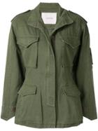 Pushbutton Cut Out Cargo Jacket - Green