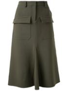Fad Three Patch Pocket Skirt, Women's, Size: Small, Green, Polyester/polyurethane/cupro/wool