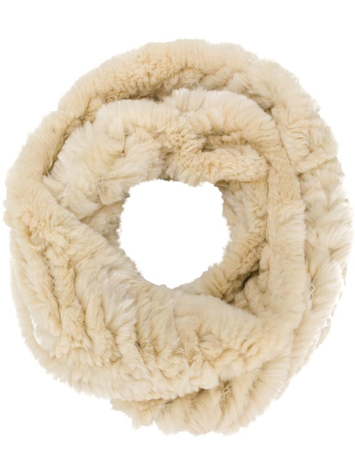 Yves Salomon Rabbit Fur Snood - White