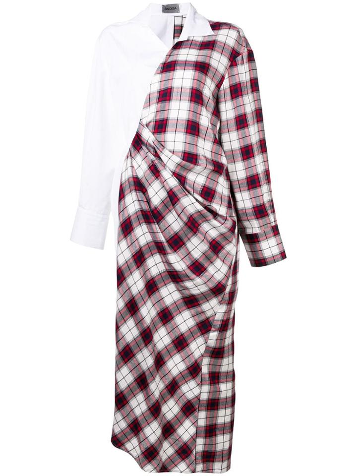Balossa White Shirt Deconstructed Plaid Shirt