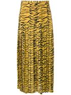 Rixo London Tiger Print Pleated Skirt - Yellow