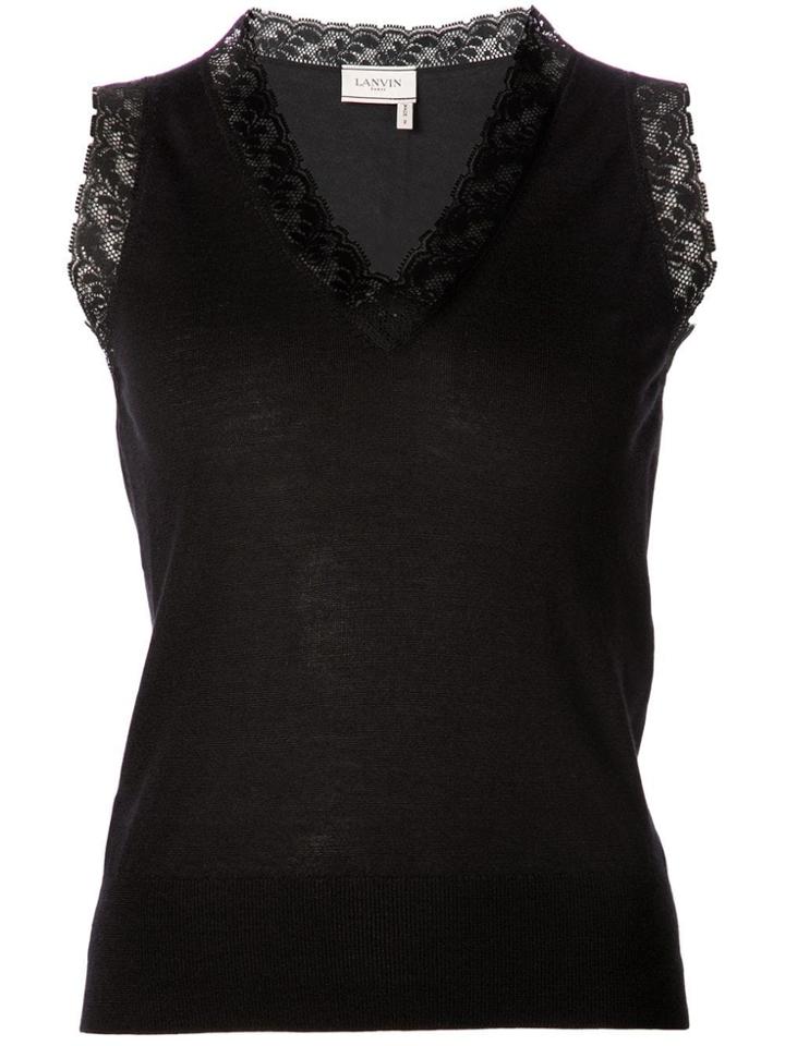 Lanvin Lace Detail Sleeveless Top - Black