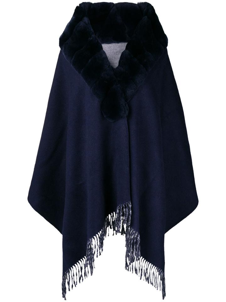 Liska Fringed Poncho - Blue