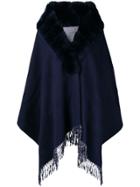 Liska Fringed Poncho - Blue