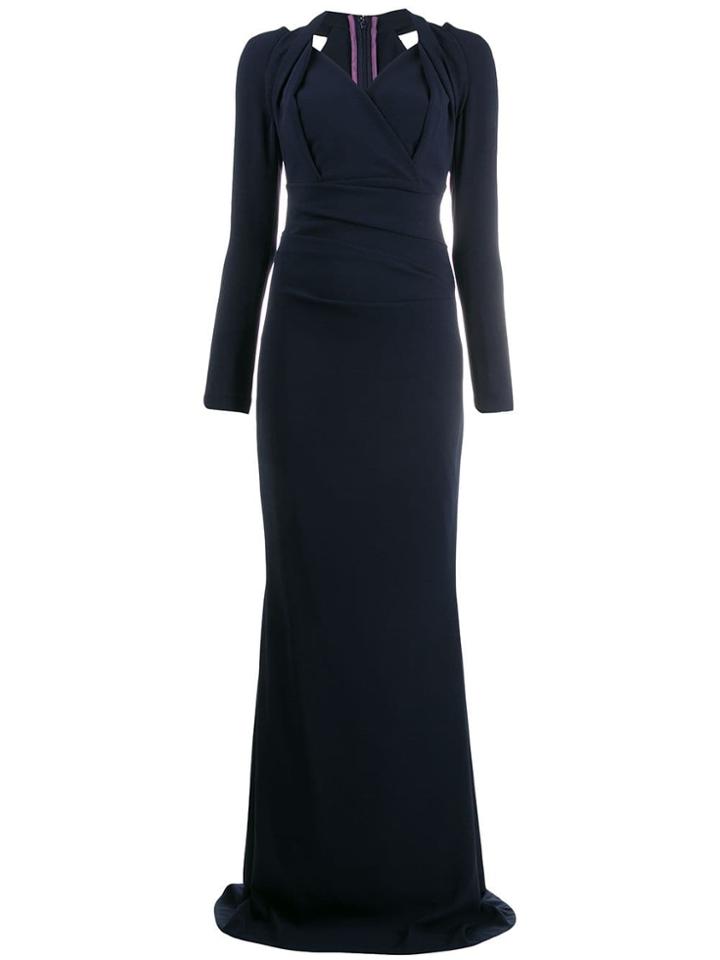 Talbot Runhof Wrap Front Dress - Blue