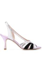 Gia Couture Metallic Strappy Sandals - Silver