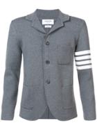 Thom Browne Rib Knit Sport Coat With White 4 Bar Stripe In Medium Grey