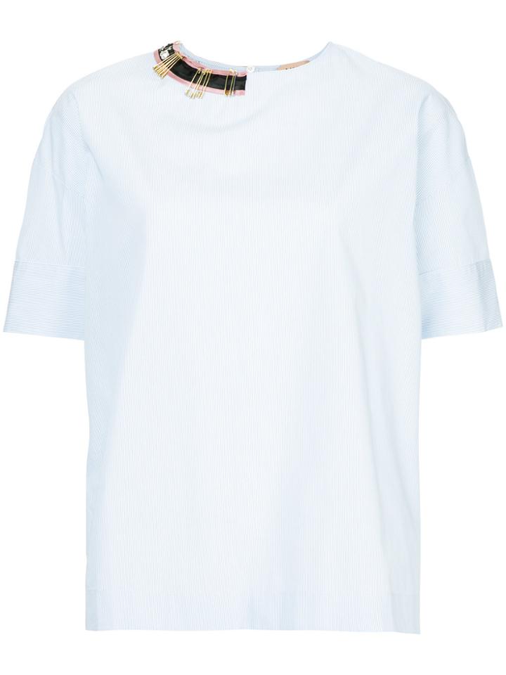 No21 Embellished Striped T-shirt - Blue
