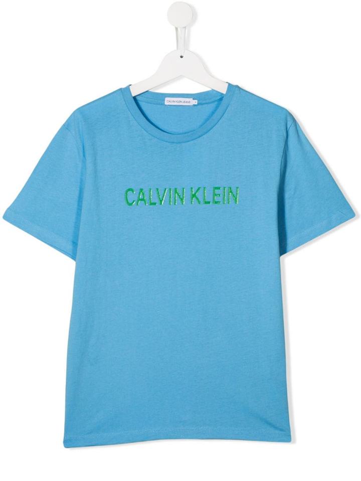 Calvin Klein Kids Logo Short-sleeve T-shirt - Blue