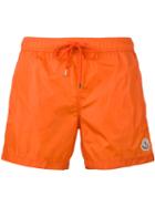 Moncler - Logo Plaque Swimming Trunks - Men - Polyamide/polyester - M, Yellow/orange, Polyamide/polyester