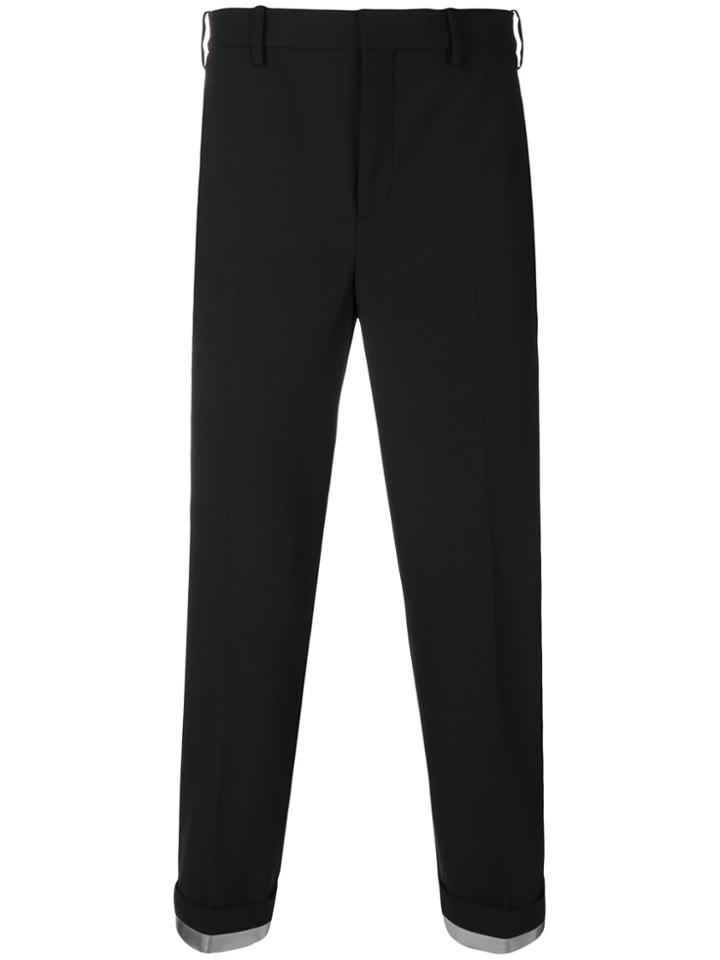 Neil Barrett Contrast Turn Up Trousers - Black