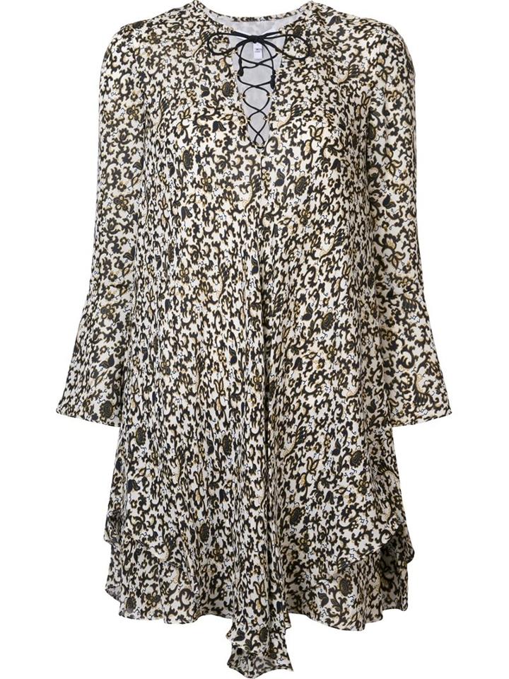 Derek Lam 10 Crosby Lace-up V-neck Dress, Women's, Size: 2, White, Silk