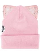 Silver Spoon Attire - Bad Kitty Embellished Beanie With Cat Ears - Women - Acrylic - One Size, Pink/purple, Acrylic