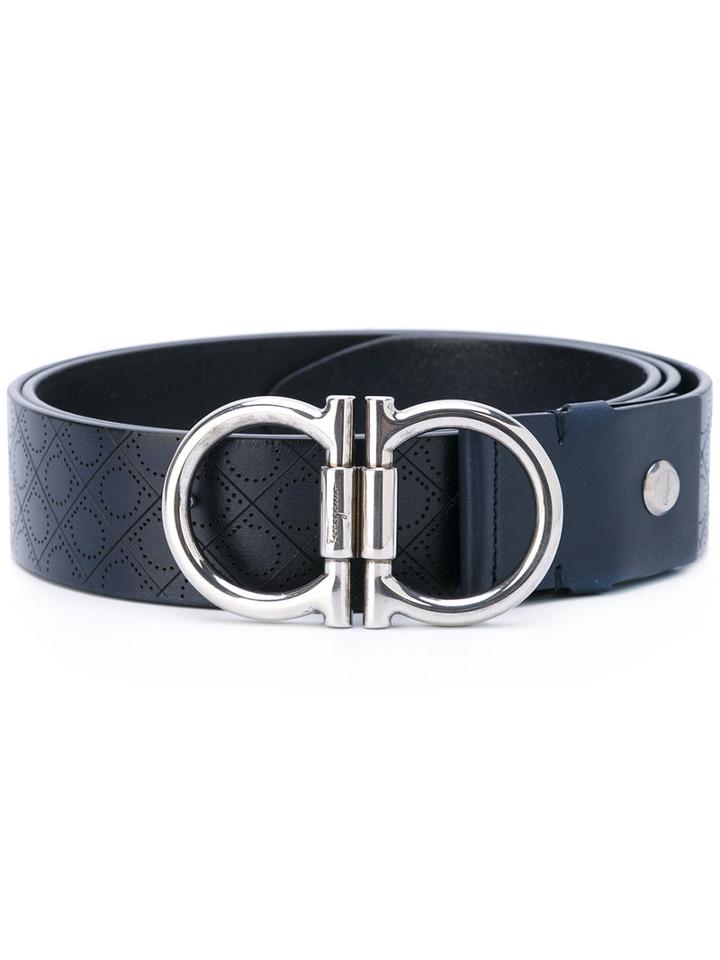 Salvatore Ferragamo - Double Gancio Buckle Belt - Men - Leather - 105, Blue, Leather