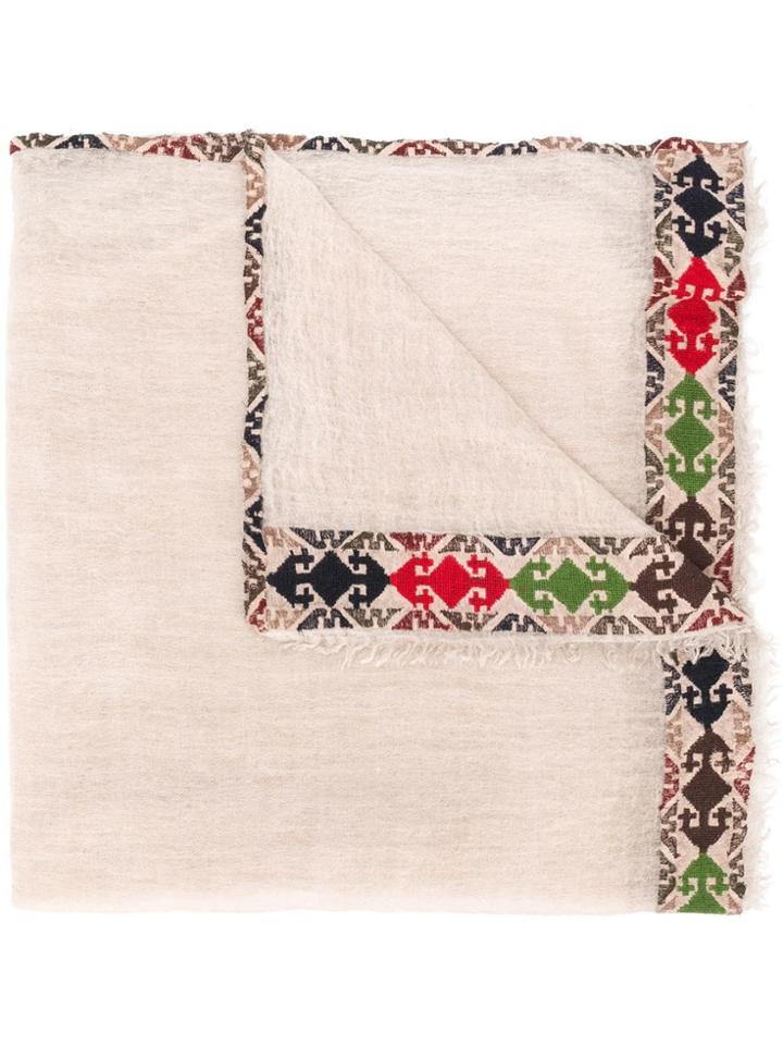 Faliero Sarti Embroidered Hem Scarf - Nude & Neutrals