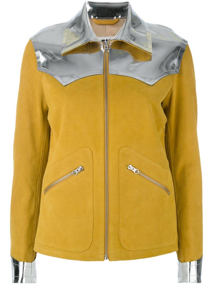 Mm6 Maison Margiela - Zipped Jacket - Women - Calf Leather/polyester/polyurethane/viscose - 42, Yellow/orange, Calf Leather/polyester/polyurethane/viscose