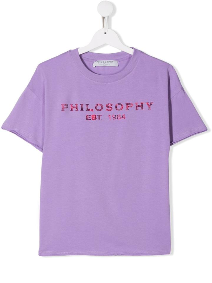 Philosophy Di Lorenzo Serafini Kids Rhinestone Logo T-shirt - Purple