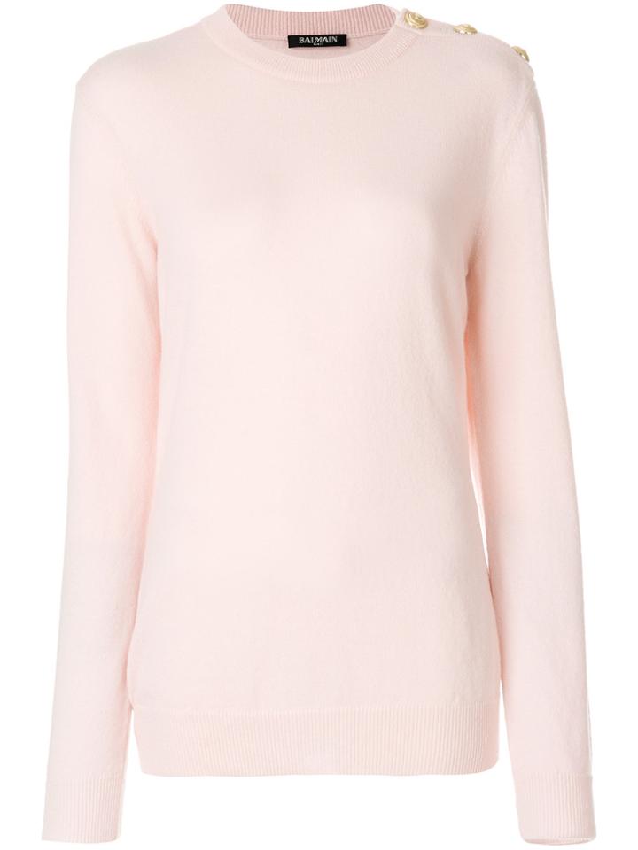 Balmain Button-embellished Jumper - Pink & Purple